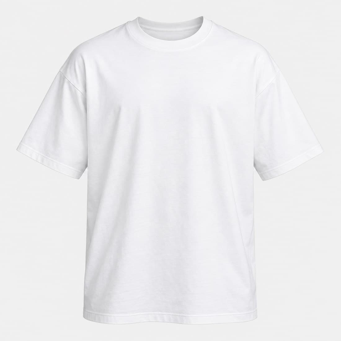 รับผลิตเสื้อยืดคอกลมโอเวอร์ไซซ์ สีขาว ด้านหน้า โดยโรงงานธนพลัส
